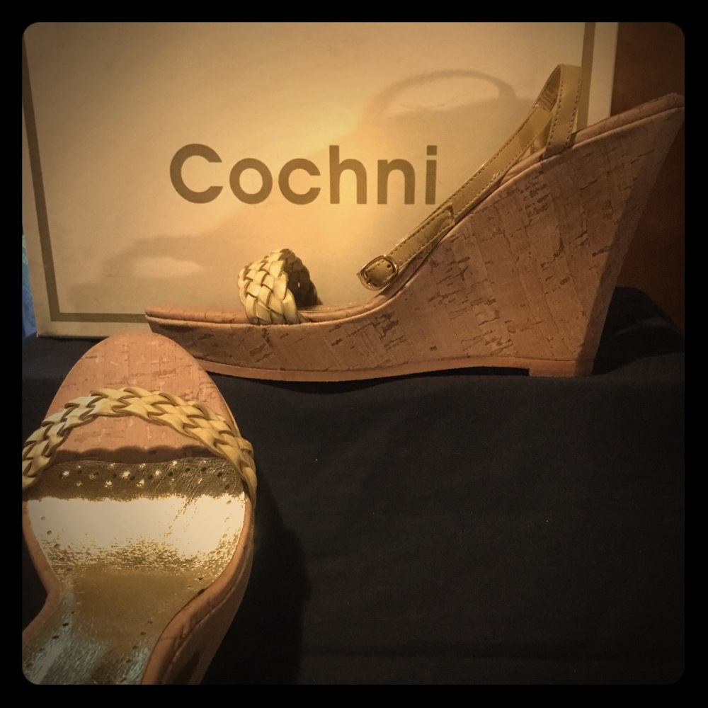 Weave Cork wedge with ankle strap